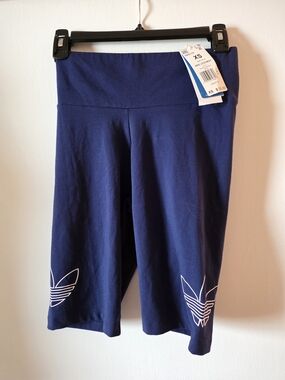 adidas Navy Bike Shorts with Trefoil Trim